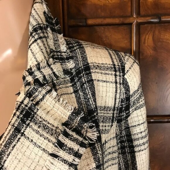 G by Giuliana Ivory Plaid Finge Trim Royal Crest Button Double Breasted Jacket - Picture 7 of 16